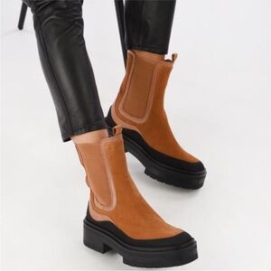 Sam Edelman LULIA LUG SOLE BOOT COLOR: Camel/Whiskey Suede women Sz 7 new